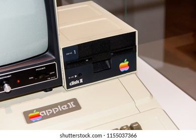 PRAGUE, CZECH REPUBLIC - AUG 6, 2017: Apple 2 II Computer, Apple Museum In Prague.