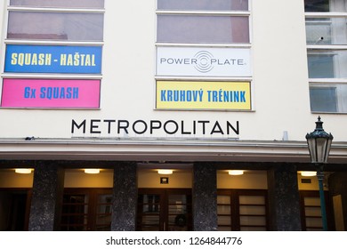 Prague Czech Republic - December 20, 2018: Hotel Metropolitan On The Hastalska Street. The Inscription In Czech Language: Circuit Training