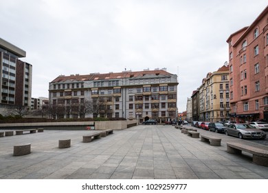 Prague, Czech Republic- February 18, 2018: Single Biggest Cubism Apartment Block In Prague, Czech Republic