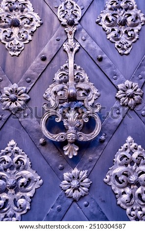 Prague, Czech Republic - July 16, 2024: Architectural details of a medieval door in the Czech Republic
