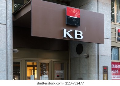 Prague, Czech Republic - July 22, 2020: Komerční banka bank branch. KB is a major Czech bank and the parent company of KB Group, a member of the Société Générale international financial group 