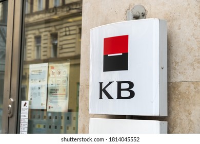 Prague, Czech Republic - July 23, 2020: Komerční banka bank branch. KB is a major Czech bank and the parent company of KB Group, a member of the Société Générale international financial group