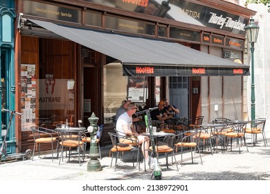 Prague, Czech Republic - July 24, 2020: Hooters American Restaurant Exterior