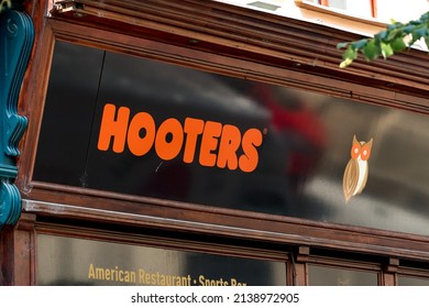 Prague, Czech Republic - July 24, 2020: Hooters American Restaurant Exterior