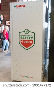 Prague, Czech Republic - July 25, 2020: Batist Medical vending machines for masks, gloves and hand sanitiser
