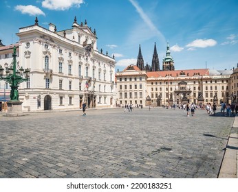 Prague, Czech Republic - June 2022: The Archbishop’s Palace Near Prague Castle Built In Baroque And Rococo Architecture Style