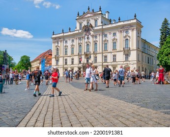 Prague, Czech Republic - June 2022: The Archbishop’s Palace Near Prague Castle Built In Baroque And Rococo Architecture Style