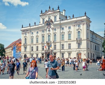 Prague, Czech Republic - June 2022: The Archbishop’s Palace Near Prague Castle Built In Baroque And Rococo Architecture Style