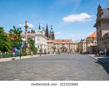 Prague, Czech Republic - June 2022: The Archbishop’s Palace Near Prague Castle Built In Baroque And Rococo Architecture Style