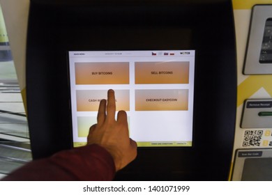 Bitcoin Atm Images Stock Photos Vectors Shutterstock - prague czech republic may 18th 2019 bitcoin atm machine for buy and selling