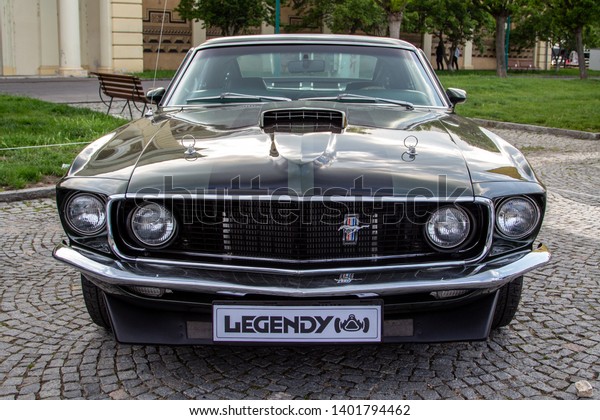 Prague / Czech Republic - May 18th\
2019: Black Ford Mustang (1969) at car show Legendy\
2019.