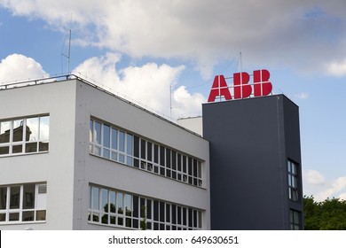PRAGUE, CZECH REPUBLIC - MAY 26: ABB company logo on headquarters  building on May 26, 2017 in Prague, Czech republic. ABB develops microgrid solution for battery energy storage.