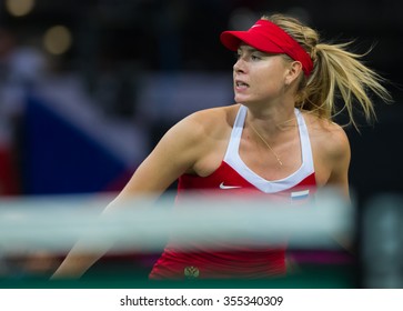PRAGUE, CZECH REPUBLIC - NOVEMBER 15 : Maria Sharapova in action at the 2015 Fed Cup Final