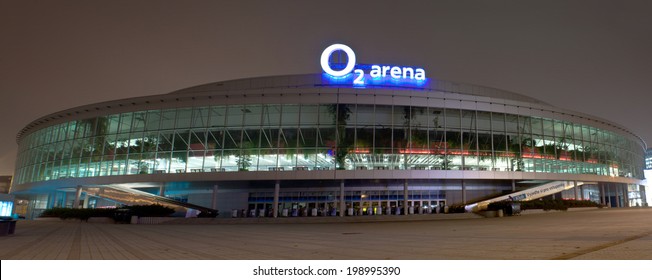 PRAGUE, CZECH REPUBLIC - NOVEMBER 25: Night shot of O2 arena in Prague on November 25, 2011. The O2 arena is one of the leading facilities in Europe with a seating capacity of up to 18,000.  