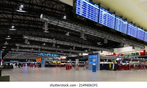 Prague, Czech Republic - October 19, 2019: Interior Of The Vaclav Havel International Airport. Prague