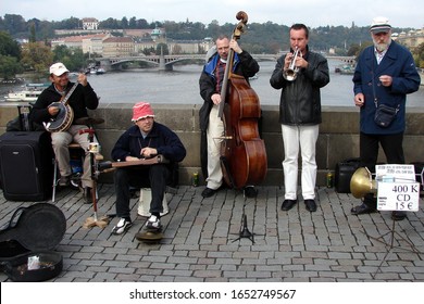 Prague, Czech Republic - September 26, 2007: Dixieland Band On The Charles Bridge