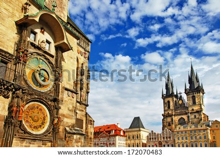  Prague, Czech Republic - view of square and astronomical clock 