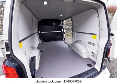Prague, Czechia, 01-08-2020, Volkswagen Transporter – box body. Car storage space.
