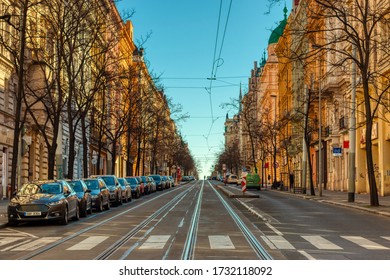 Prague, Czechia, 14 Of May Of 2020 - Streets Of Prague Completely Empty In The Midst Of The Global Pandemic Covid-19