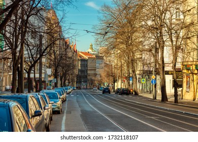 Prague, Czechia, 14 Of May Of 2020 - Streets Of Prague Completely Empty In The Midst Of The Global Pandemic Covid-19