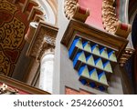 Prague, Czechia. 3 November 2024. Close up of the highly ornate and colourful Jerusalem Synagogue, also known as the Jubilee Synagogue. The building is a mixture of Art Nouveau and Moorish styles.