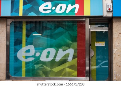 PRAGUE, CZECHIA - NOVEMBER 2, 2019: E.ON Logo In Front Of Their Office For Prague. Also Known As EON Or E On, It Is A German Power And Electricity Utility Supplier Company.

