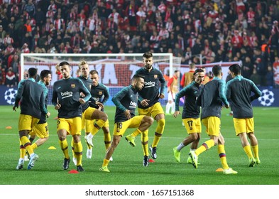 PRAGUE, CZECHIA - OCTOBER 23, 2019: Barcelona Players In Action During Training Session Before The UEFA Champions League Game Against Slavia Praha At Eden Arena In Prague