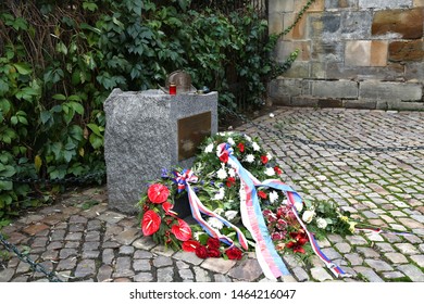 Prague, Czechia - September 15, 2014; The  Monument Dedicated To 343 New York City Firefighters Who Died During Rescue Operations In New York On September 11, 2001, During A Terrorist Act.