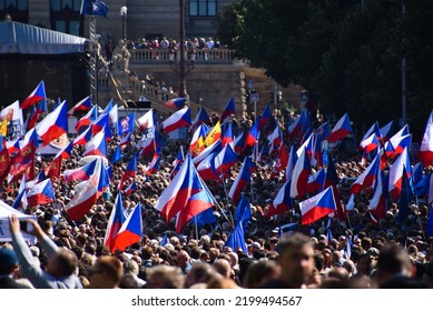 Prague, Czechia, September 3rd 2022 - A Demonstration Against The Czech Government, High Energy Prices, Green Deal, EU, Crises, Czech Republic, Revolution, Angry People Demanding Change Of Government 