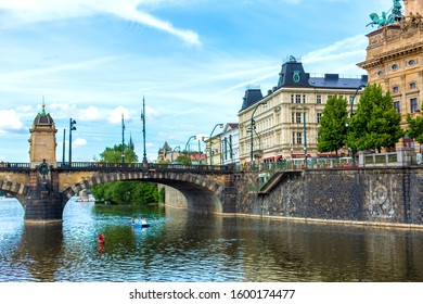 Prague embankment on a summer day. Panorama of the city. Beautiful buildings. Prague / Czechia - 05.21.2019 - Shutterstock ID 1600174477