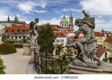 Prague Garden With Baroque Buildings