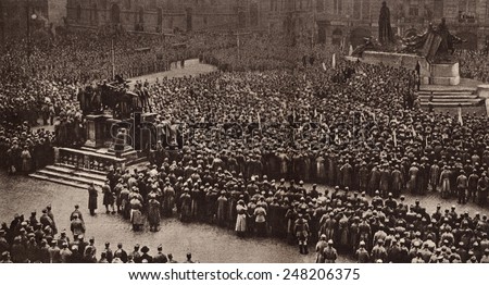 The Prague Garrison swears allegiance to the new Czechoslovak Republic. Nov. 15, 1918. The state was founded in October 1918, at the end of World War I, by the Treaty of St. Germain.