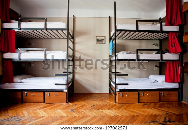 Prague May 14 Threelevel Dormitory Beds Stock Photo Edit Now