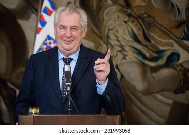 PRAGUE - NOVEMBER 19: Czech President Milos Zeman During Press Conference In Prague, Czech Republic, November 19, 2014.