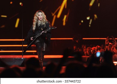 PRAGUE - NOVEMBER 7: Famous Pop Singer Madonna During Her Performance In Prague, Czech Republic, November 7, 2015.