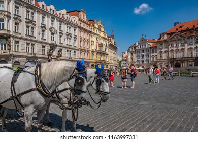 Prague/Czech Republic - August 24th 2018, city Old town square and around streets