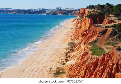 Praia Da Falesia Beach In Algarve, Portugal.