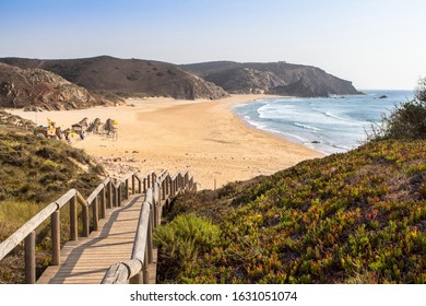 Praia do Amado, famous beach on Algarve coast, Portugal