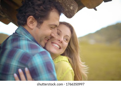 Praia Do Rosa, State Of Santa Catarina, Brazil - April 25 2014: Head And Shoulders Portrait Of Loving Couple Outdoors