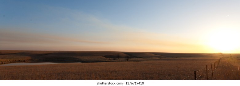 Prairie Fire At Sunset.