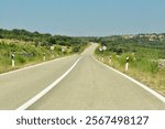 Prairie highway. Long stretch of flat highway in Rijeka, Croatia. Highway Rijeka Zagreb.Nobody On Highway In Springtime. Early in the morning, nobody on the road on a beautiful day.