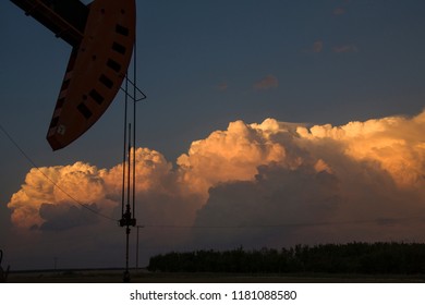 Prairie Storm Clouds Saskatchewan Oil Pump Jack