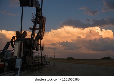 Prairie Storm Clouds Saskatchewan Oil Pump Jack