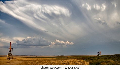 Prairie Storm Clouds Saskatchewan Oil Pump Jack