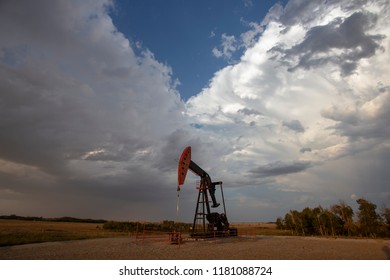 Prairie Storm Clouds Saskatchewan Oil Pump Jack