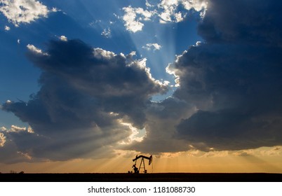 Prairie Storm Clouds Saskatchewan Oil Pump Jack