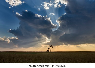 Prairie Storm Clouds Saskatchewan Oil Pump Jack