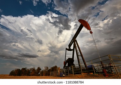 Prairie Storm Clouds Saskatchewan Oil Pump Jack