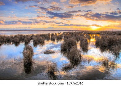 Prairie Wetlands At Sunset, Alberta Canada