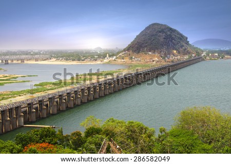 Prakasam Barrage in Vijayawada, India